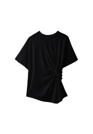 Stradivarius, SHORT SLEEVE KNOT-DETAIL T-SHIRT - T-shirts print - black