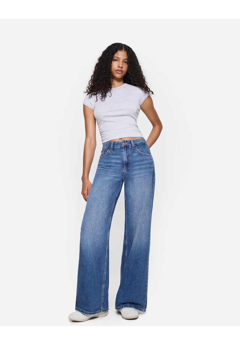 Bershka - WIDE-LEG - Jean boyfriend - dark blue, Agrandir