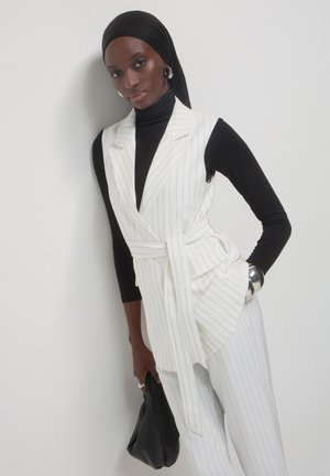 DOPPIOPETTO A RIGHE - Waistcoat - var bianco lana
