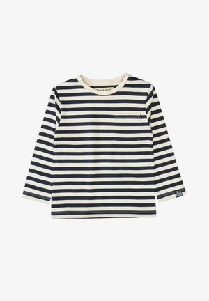 MIT BRUSTTASCHE STRIPES - Long sleeved top - blau