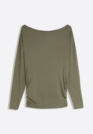 Bershka, ASYMMETRIC NECKLINE LONG SLEEVE - T-SHIRT - T-shirt à manches longues - khaki