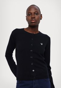 Gilet Court Claudie Pierlot – Laine D'agneau Bleu Pailleté, Taille 1, Manches Longues