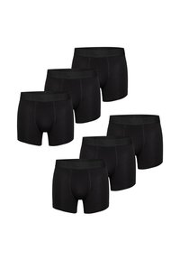 Svarta boxershorts, 100% bomull, med en elastisk midjeband med logotyp, slät yta och en klassisk, åtsittande form. Paket med sex stycken.