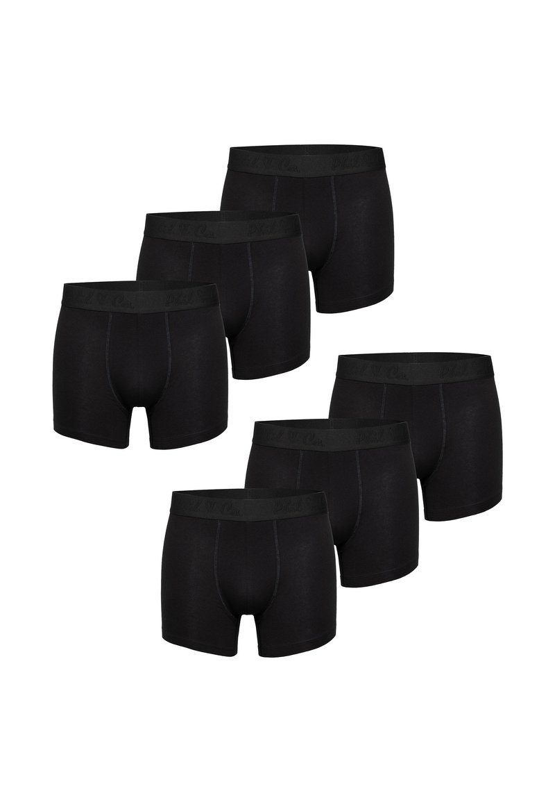 Svarta boxershorts, 100% bomull, med en elastisk midjeband med logotyp, slät yta och en klassisk, åtsittande form. Paket med sex stycken.