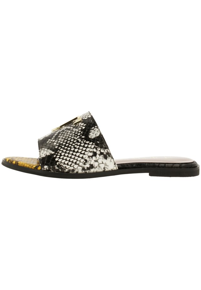 MEL SNK - Pantoffels - black/white/yellow