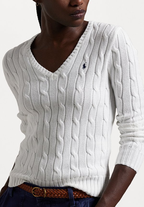 CABLE KNIT COTTON V NECK SWEATER - Jumper4
