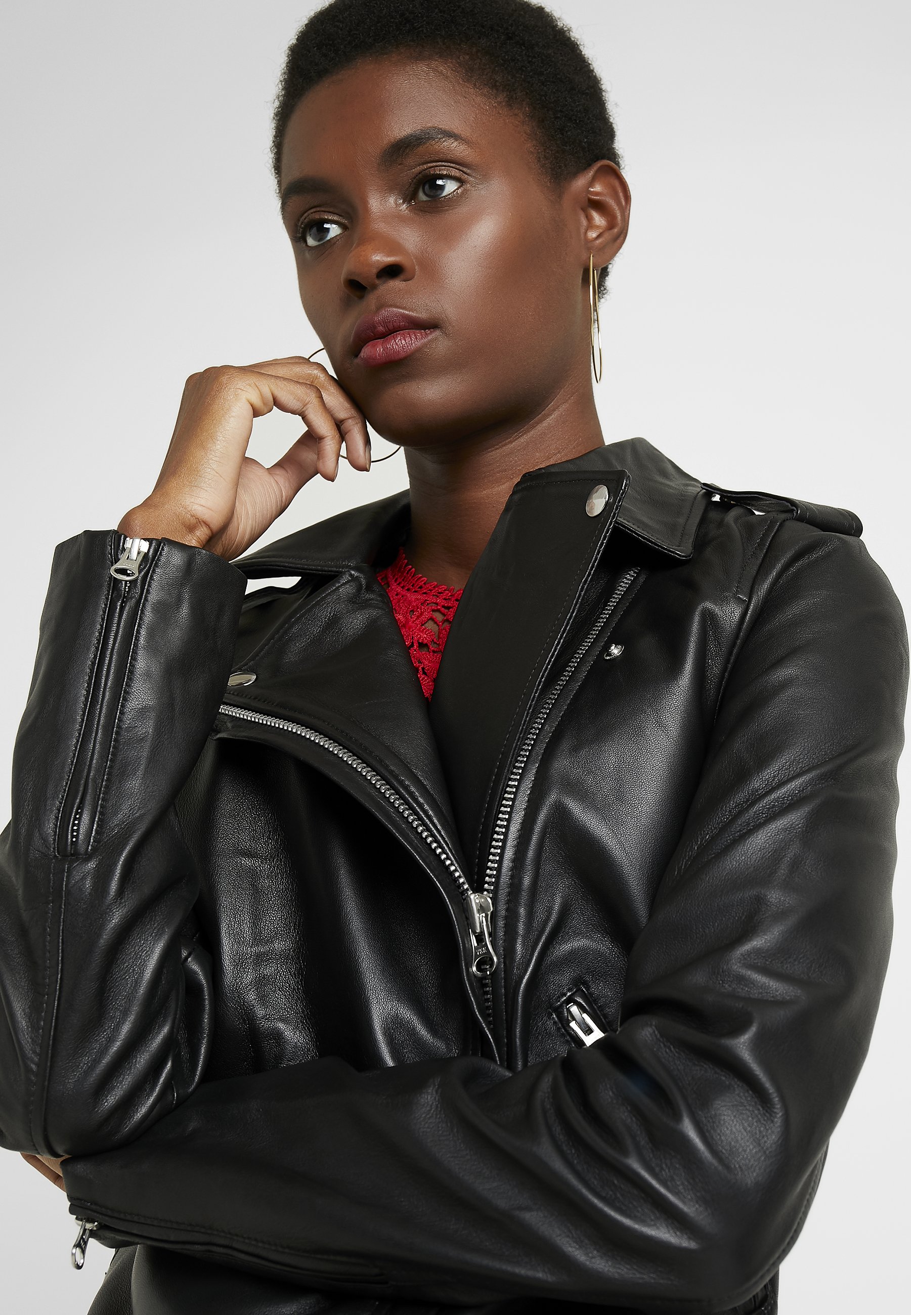 OBJNANDITA JACKET Leren jas black OBJNANDITA JACKET Leren jas black
