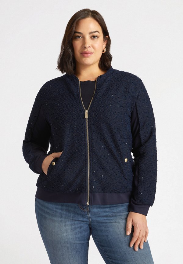 CON PAILLETTES - Strickjacke - blu