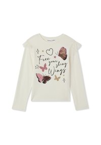 Terranova CON FARFALLE IN PAILLETTES REVERSIBILI - Maglietta a manica lunga - bianco lana