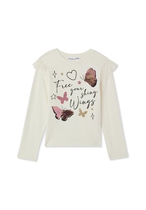 CON FARFALLE IN PAILLETTES REVERSIBILI - Maglietta a manica lunga - bianco lana