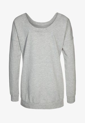 Sweatshirt long à manches dégageant léger, avec un col large, des poignets côtelés et une coupe décontractée. Fabriqué en tissu doux en mélange de coton.