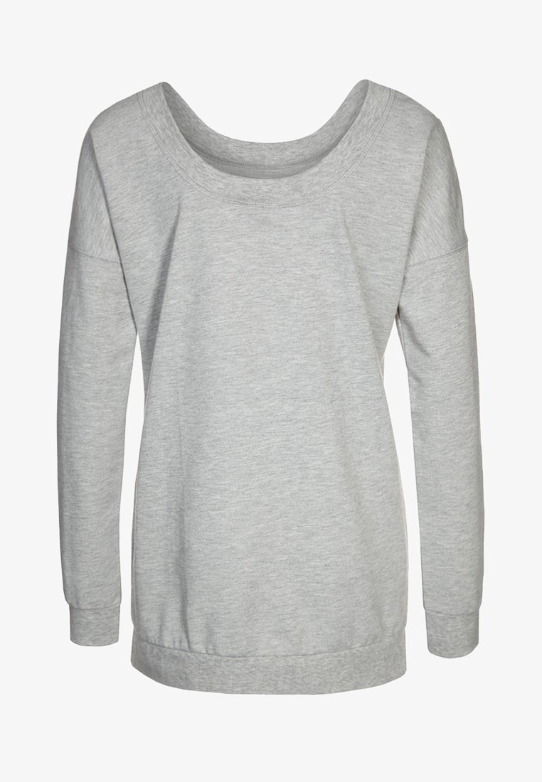 Felpa grigia chiaro a maniche lunghe con scollatura ampia, polsini a coste e vestibilità comoda. Realizzata in morbido tessuto misto cotone.