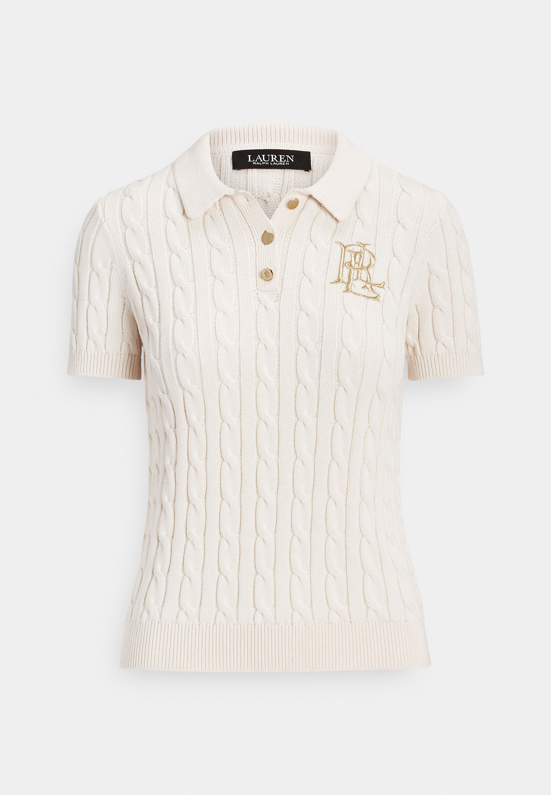 Lauren Ralph Lauren CABLE KNIT COTTON POLO JUMPER - Polo shirt