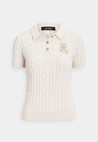 CABLE KNIT COTTON POLO JUMPER - Pólóing - mascarpone cream