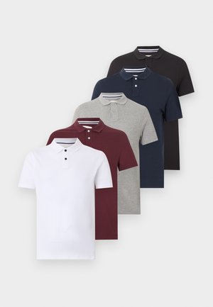 Pier One 5 PACK - Poloskjorter - black/white/bordeaux/navy/gray marl