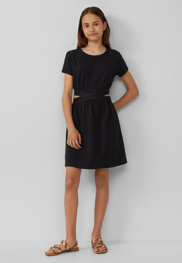 STRUKTURIERTES MIT CUT-OUT - Jerseykleid - schwarz