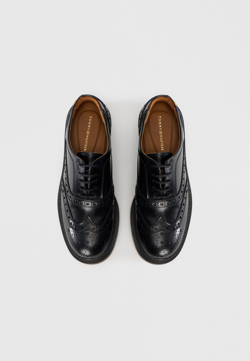 Chaussures Oxford Homme Sur Mesure En Cuir Noir Brogue Entièrement Cousues Main - Taille UK 7.5 / US 7
