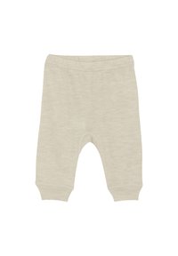 Diese hellbeigen Babypants aus Strick haben einen elastischen Bund, gerippte Bündchen und eine Kokonform. Sie sind aus weichem Material mit einem subtilen melierten Muster.