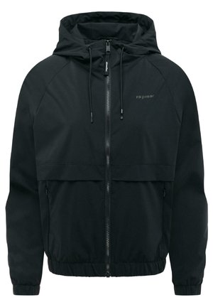Schwarze Kapuzenjacke mit Frontreißverschluss, Kapuze mit Kordelzug, seitlichen Reißverschlusstaschen, elastischen Bündchen und "ragwear"-Logo auf der Brust.
