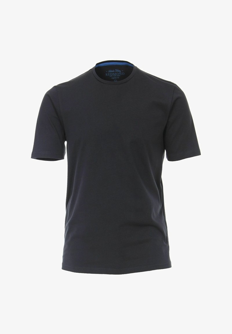 Kortærmet t-shirt med rund hals i mørk marineblå bomuld. Regular fit med en glat tekstur og uden synlige mønstre eller metaldele.