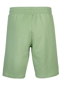 Helles grünes Baumwollshorts mit elastischem Bund, ausgestattet mit einem schlichten Design und glatter Textur, in knielanger Schnittführung.