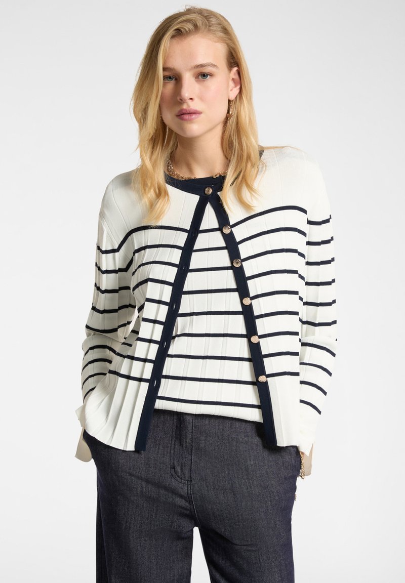 Elena Mirò GIROCOLLO A RIGHE - Chaqueta de punto - bianco/blanco ...
