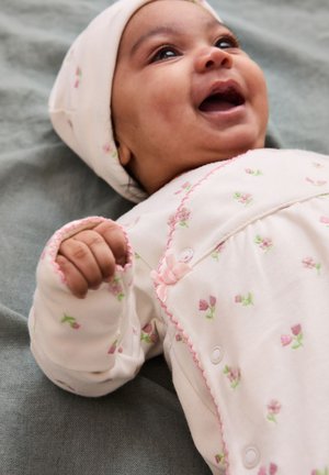 JoJo Maman Bébé FLORAL EMBROIDERED PRETTY REGULAR FIT SET - Megzta kepurė - cream