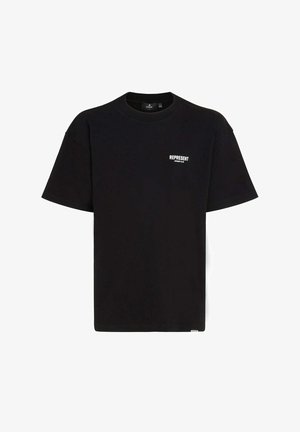 T-shirt nera in cotone con maniche corte e collo rotondo. Caratterizzata da testo bianco "REPRESENT" sul torace. Taglio dritto e design minimal.