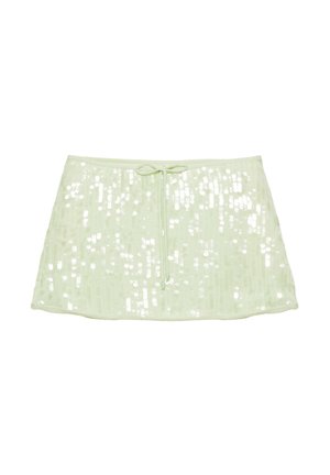 PULL&BEAR, SEQUIN - MINI SKIRT - Minijupe - turquoise