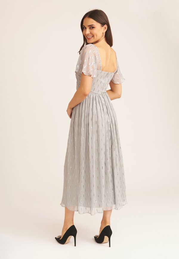 JACQUARD METALLIC SLEEVES MIDI - Cocktail dress / Party dress - silver2