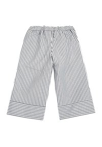 Pantaloni da pigiama a righe bianchi e blu navy, dotati di vita elasticizzata, design a gamba larga e orli con strisce a contrasto.