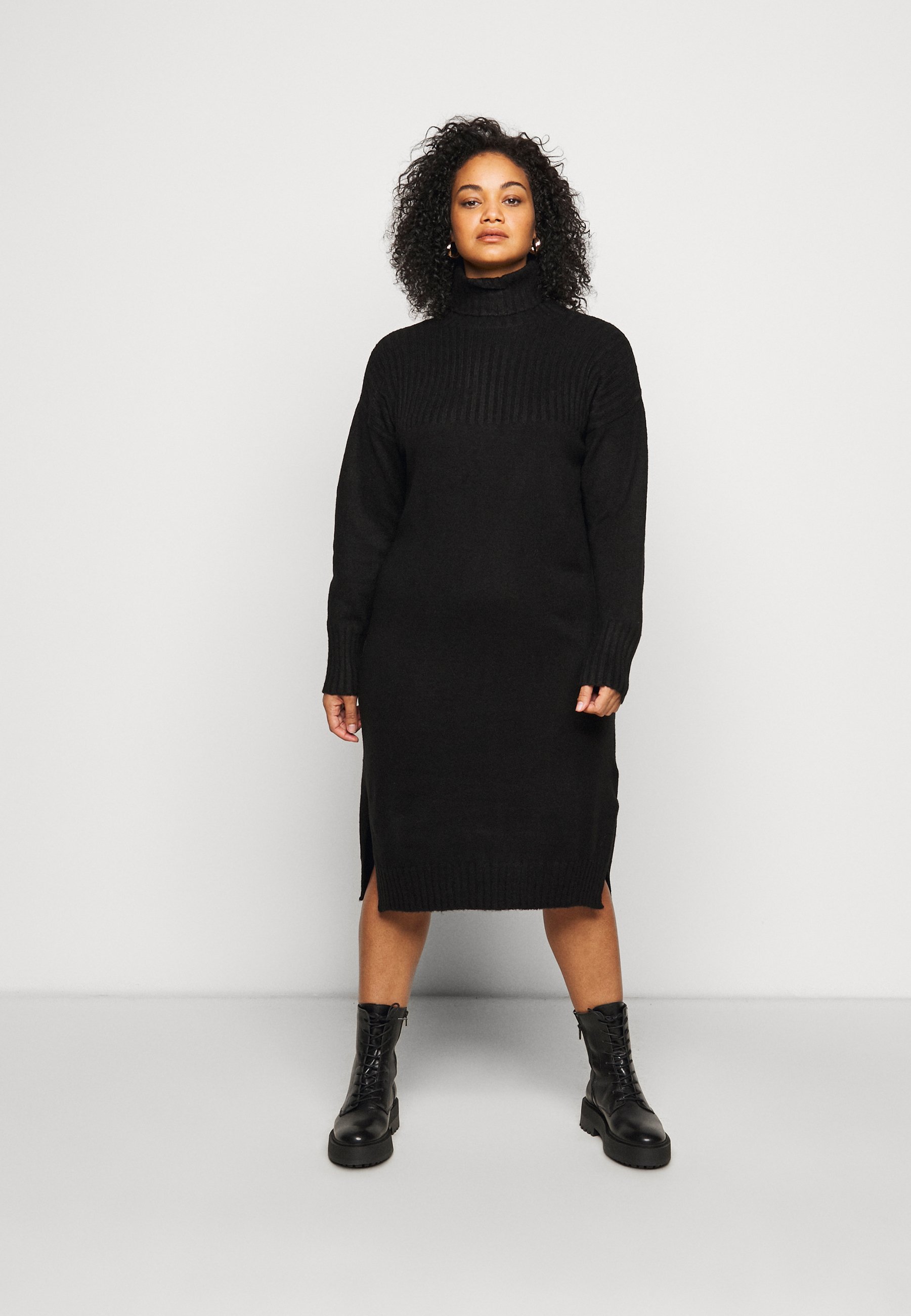 Simply Be YOKE ROLL NECK SWEATER DRESS 