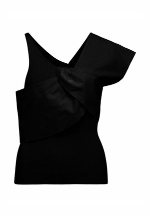 Object, ONE-SHOULDER TOP ASYMMETRIC - T-shirt imprimé - black