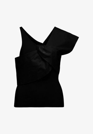 Object, ONE-SHOULDER TOP ASYMMETRIC - T-shirt imprimé - black