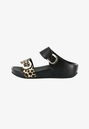 Grünland, DIRA CIABATTA DONNA ZEPPA STRAPPO MACULATO - Ciabattine con tacco - nero