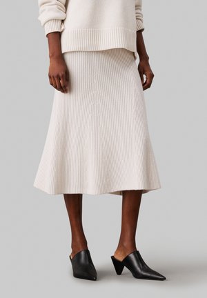 MIDI SKIRT - sukňa v tvare A - egret