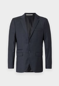 Zelena karirana blazer iz teksturiranega materiala. Ima dva sprednja žepa, en žep na prsih in dva gumbka.