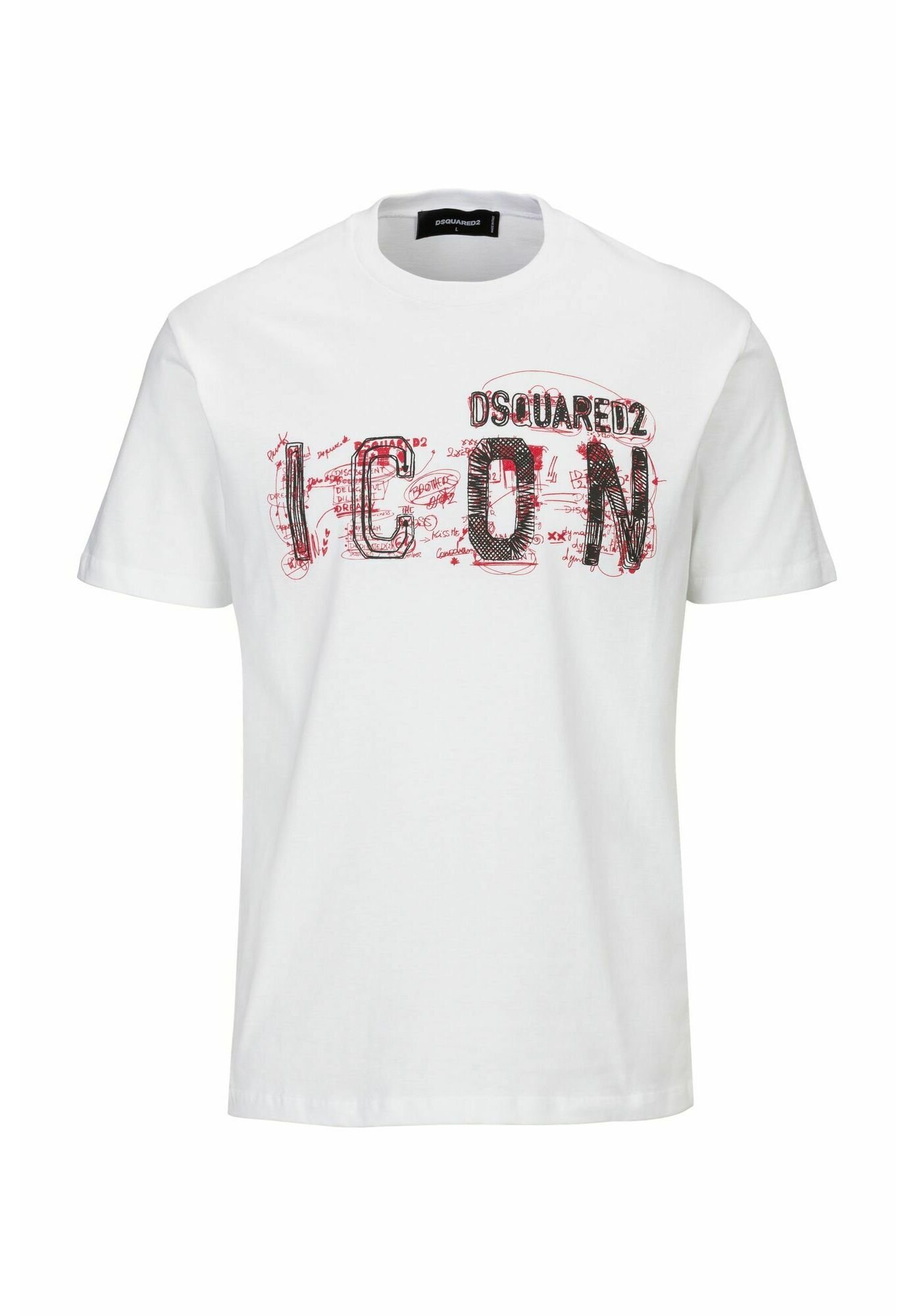 Tシャツ・カットソー DSQUARED2 ICON SCRIBBLE COOL FIT TEE - Print T-shirt DSQUARED2 ICON SCRIBBLE COOL FIT TEE - Print T-shirt - white