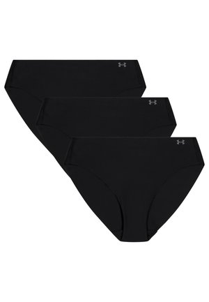 Black seamless women's underwear set of three. Features a classic high-waisted cut with a smooth texture and small logo accent on the side.