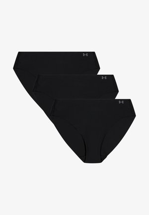 Black seamless women's underwear set of three. Features a classic high-waisted cut with a smooth texture and small logo accent on the side.