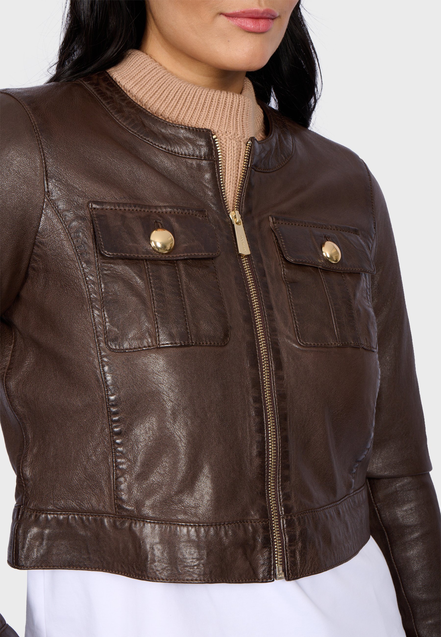 Oakwood SUSAN - Leather jacket - choco brown/brown - Zalando.ie