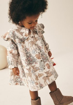 Next, LONG SLEEVE COLLAR DRESS - Skjortekjole - cream christmas