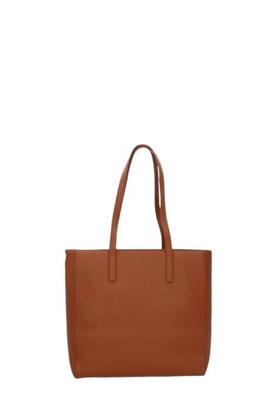 Borsa a tracolla in pelle marrone con due manici lunghi, forma rettangolare, texture liscia e senza hardware o embellishments visibili.