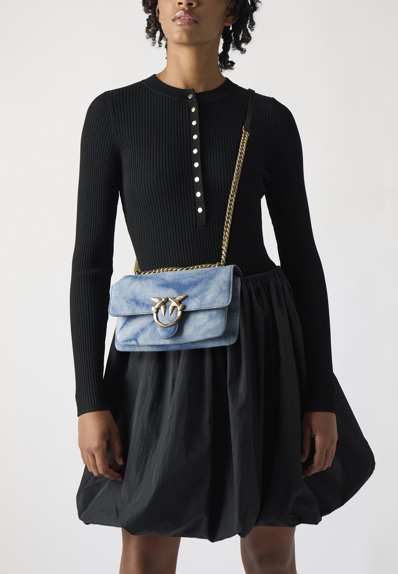 Pinko - LOVE ONE SOFT MINI - Bandolera - blue denim-antique gold-coloured, Ampliar