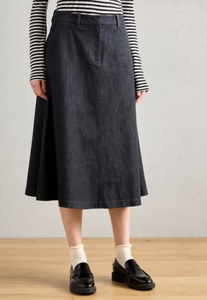 SKIRT MIDI LENGTH TAILORED WAISTBAND FRENCH POCKETS - Suknja od trapera - rinse wash denim