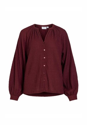 VILA, LONG SLEEVED SHIRT VIBALBIRA V-NECK - Blouse - port royale