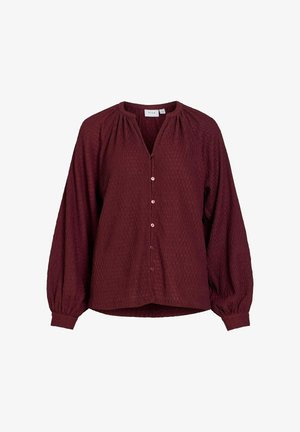 VILA, LONG SLEEVED SHIRT VIBALBIRA V-NECK - Bluse - port royale