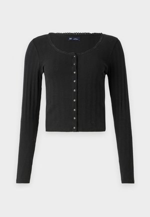 GAP POINTELLE SCOOP CARDI - Cardigan - black