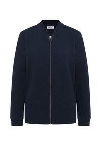 Námořnická bunda na zip s texturovaným povrchem, stojacím límcem a dlouhými rukávy. Má přední zip a minimalistický design.