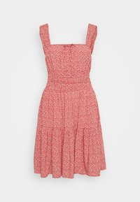 TIE FRONT SMOCKED MINI - Robe de jour - red